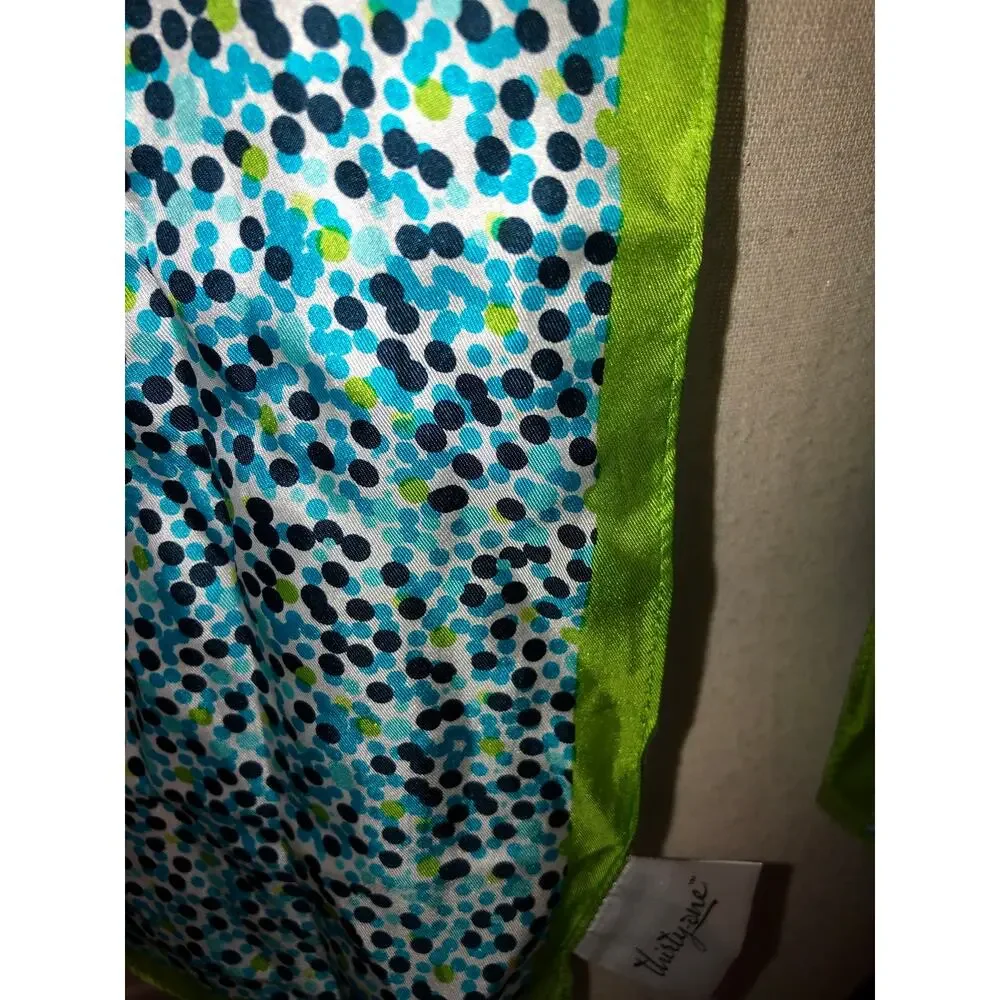 Thirty One Silk Scarf Green Blue Neck Head Hair Purse 46